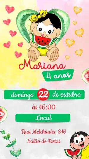 Convite Animado Aniversário Magali Turma da Mônica para Editar