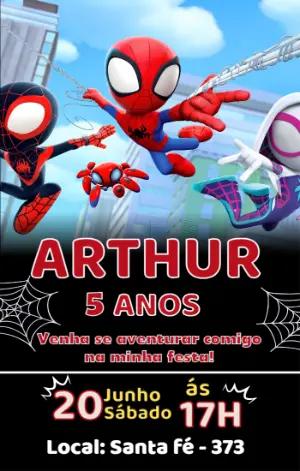 Convite Digital Infantil Spidey e Amigos Editável