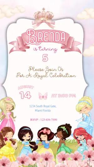 Cute Princess Disney Birthday Invitation | Editable Template