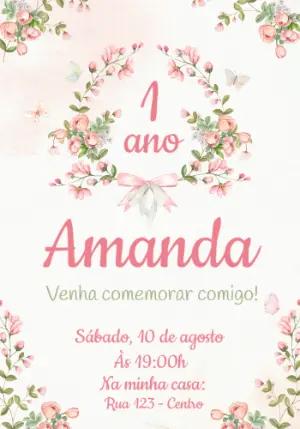 Convite Aniversário Jardim Encantado Floral para Editar Online