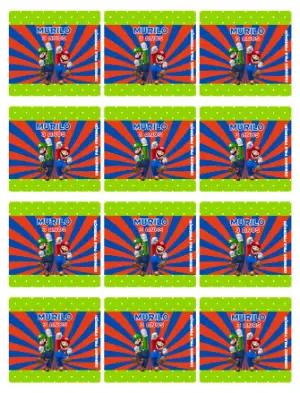 Adesivo para Bala Personalizada Super Mario e Luigi