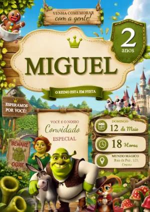 Convite de Aniversário Shrek Divertido para Editar