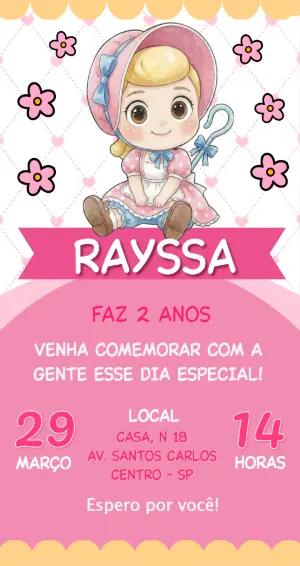 Convite Digital Aniversário Infantil Tema Pastorinha Editável