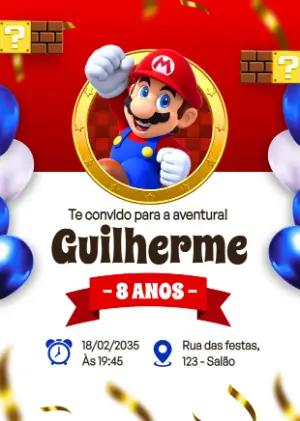 Convite de Aniversário Super Mario Bros Editável