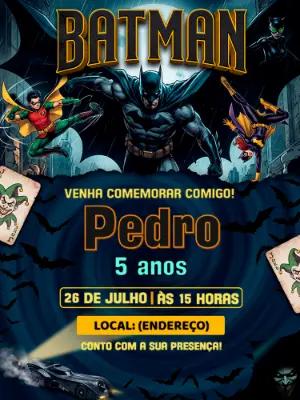 Convite Digital Batman e Amigos para Aniversário Editável