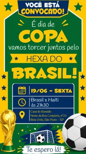 Convite Digital Futebol Brasil Copa do Mundo para Editar