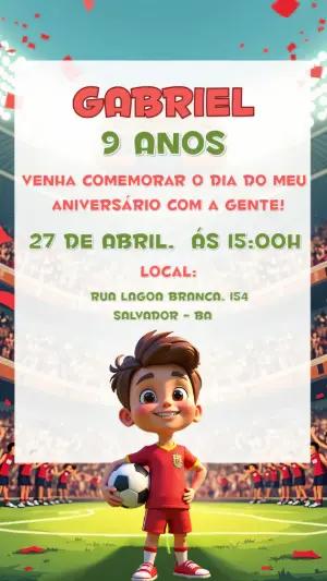 Convite de Aniversário Futebol com Jogador para Editar Online
