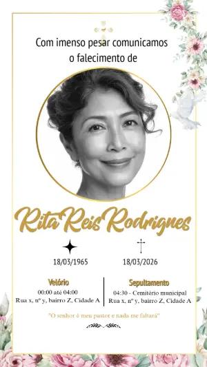 Comunicado de Falecimento Floral Elegante para Editar