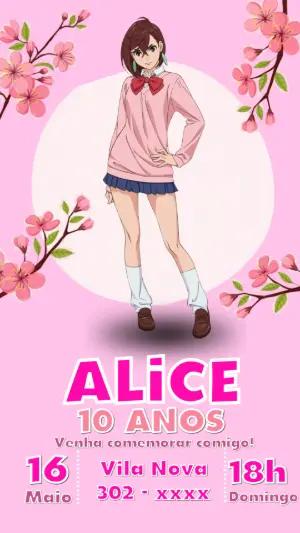 Convite de Aniversário Dandadan Editável com Tema Anime