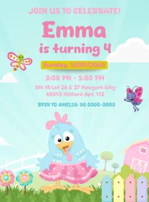 Lottie Dottie Chicken Birthday Invitation to Edit Online