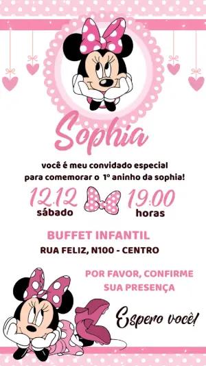 Convite de Aniversário Minnie Rosa Digital