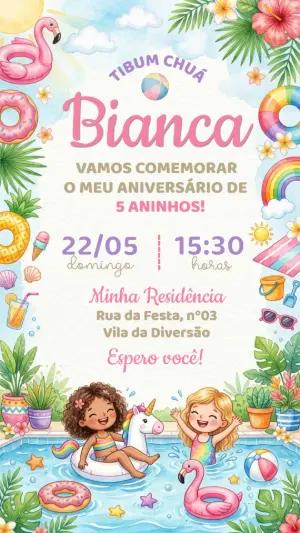 Convite de Aniversário Pool Party Menina Editável