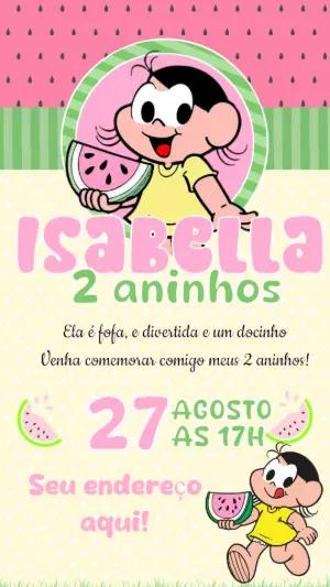 Convite de Aniversário Magali Melancia para Editar Online