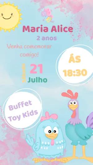 Convite Animado Aniversário Galinha Pintadinha para Editar