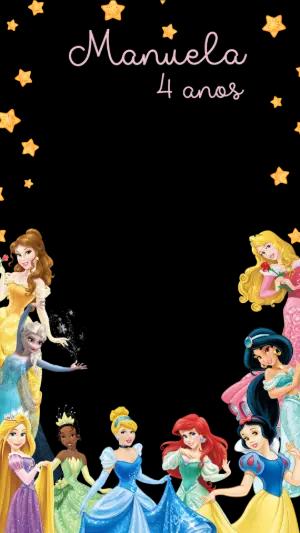 Moldura para Foto Aniversário Princesas Disney Editável