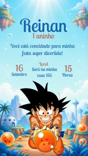 Convite de Aniversário Dragon Ball Editável para Festa Infantil