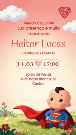 Convite de Aniversário Superman Baby Fofo para Editar