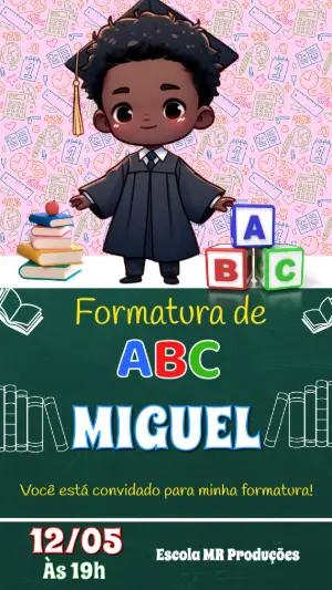 Convite Digital Formatura ABC Menino Fofo para Editar