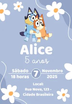 Convite de Aniversário Bluey e Bingo para Editar Online
