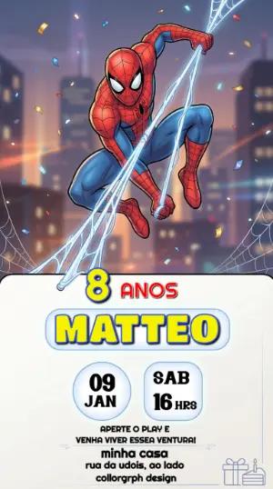 Convite de Aniversário Homem-Aranha Estilo HQ para Editar