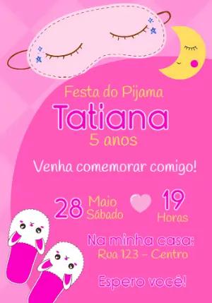Convite de Aniversário Festa do Pijama para Editar Online