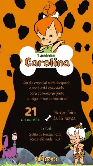 Convite Digital Aniversário Infantil Flintstones Editável
