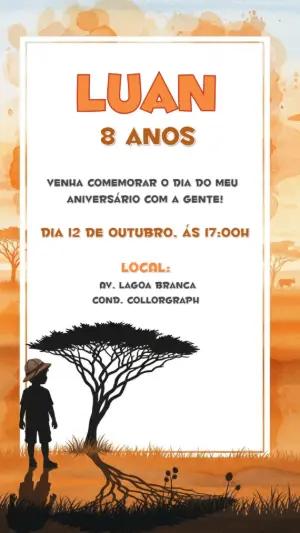 Convite Aniversário Safari com Silhueta para Editar Online