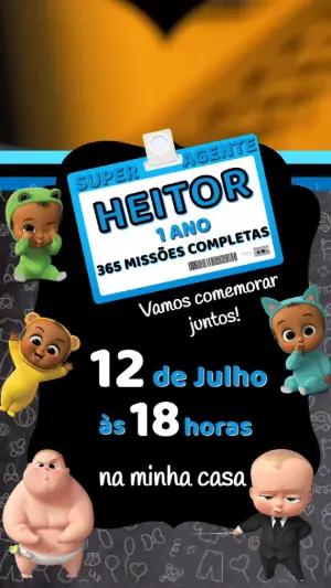 Convite Animado Aniversário Poderoso Chefinho para Editar