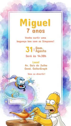 Convite de Aniversário Os Simpsons com Homer para Editar Online