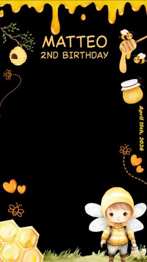 Cute Bee Birthday Photo Frame Editable Template