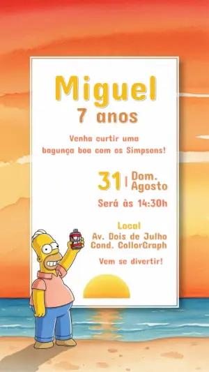 Convite Aniversário Os Simpsons com Homer para Editar Online