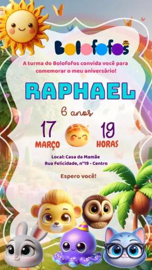 Convite de Aniversário Bolofofos para Menino Editável
