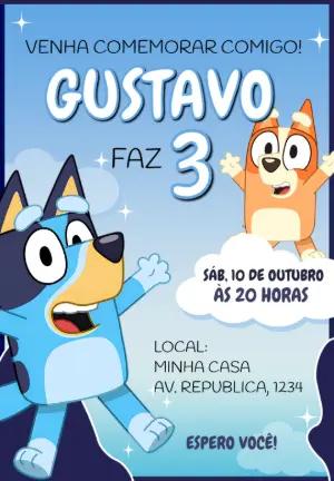 Convite de Aniversário Bluey e Bingo para Editar Online