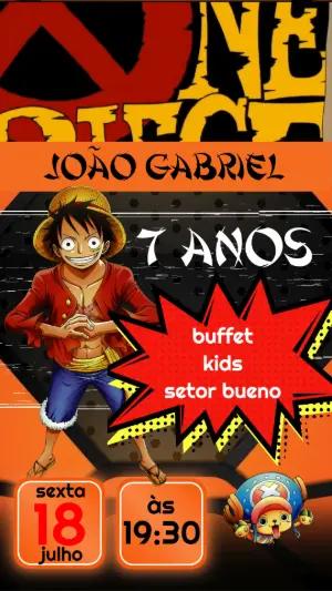 Convite Animado Aniversário One Piece para Editar Online