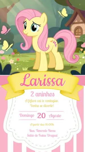 Convite de Aniversário My Little Pony Fluttershy Editável