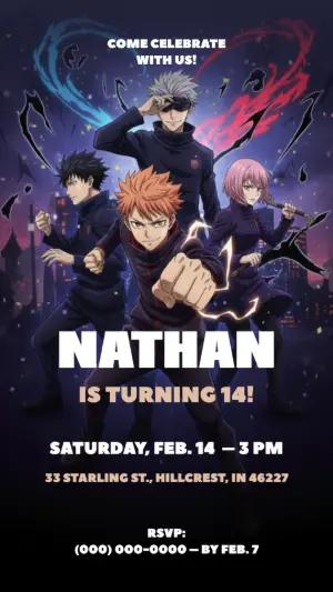 Anime Action Birthday Invitation Template Editable Online