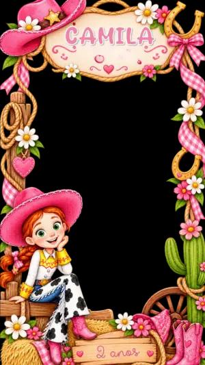 Moldura para Stories Jessie Toy Story Rosa Editável