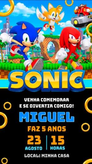 Convite de Aniversário Sonic Colorido para Editar Online