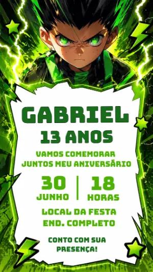 Convite de Aniversário Hunter x Hunter para Editar