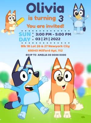 Bluey and Bingo Birthday Invitation to Edit Online