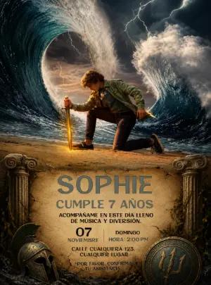 Invitación de Cumpleaños Percy Jackson | Modelo Editable