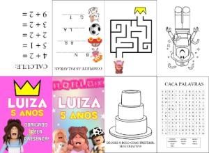 Livro de Atividades Roblox Rosa para Festa para Editar Online