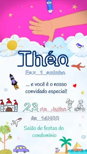 Convite Animado Aniversário Infantil Desenho para Editar Online
