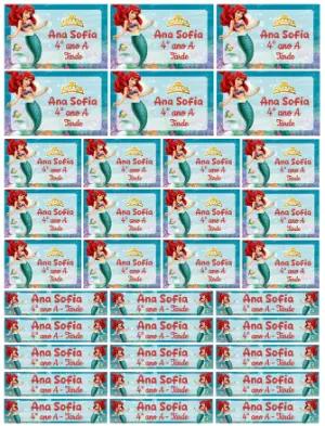 Kit de Etiquetas Escolares A Pequena Sereia Editável Digital