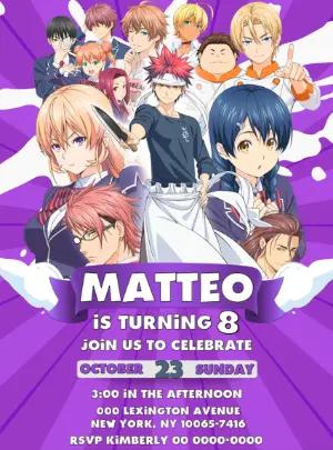Food Wars Shokugeki no Soma Birthday Invitation - Editable Template