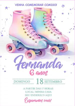 Convite de Aniversário Patins Colorido para Editar Online
