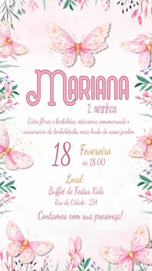 Convite de Aniversário Jardim das Borboletas para Editar