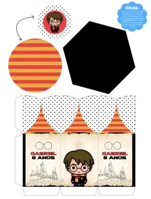 Centro de Mesa Harry Potter Editável para Festa Infantil