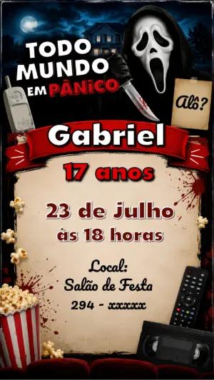 Convite de Aniversário Todo Mundo em Pânico Editável