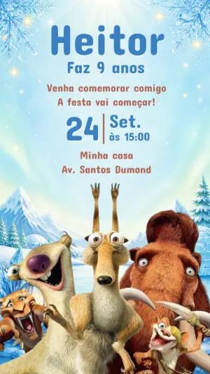 Convite de Aniversário A Era do Gelo para Editar